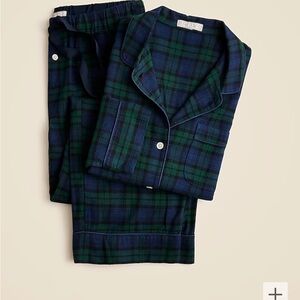 J. Crew Cotton Flannel Pajama Set in Black Watch Tartan M